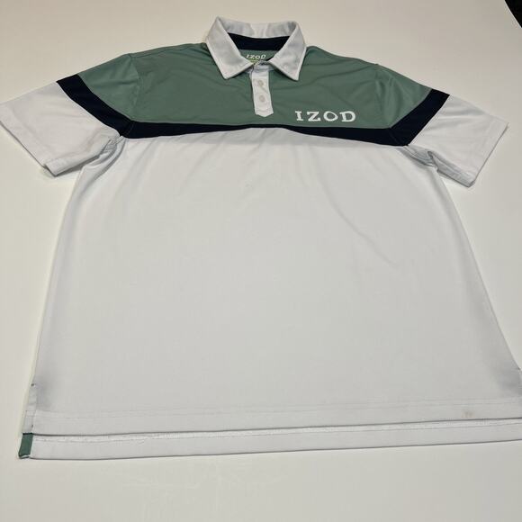 Izod Performance Xtreme Function Cool FX Golf Polo Men’s Large Green White Blue - Picture 7 of 14
